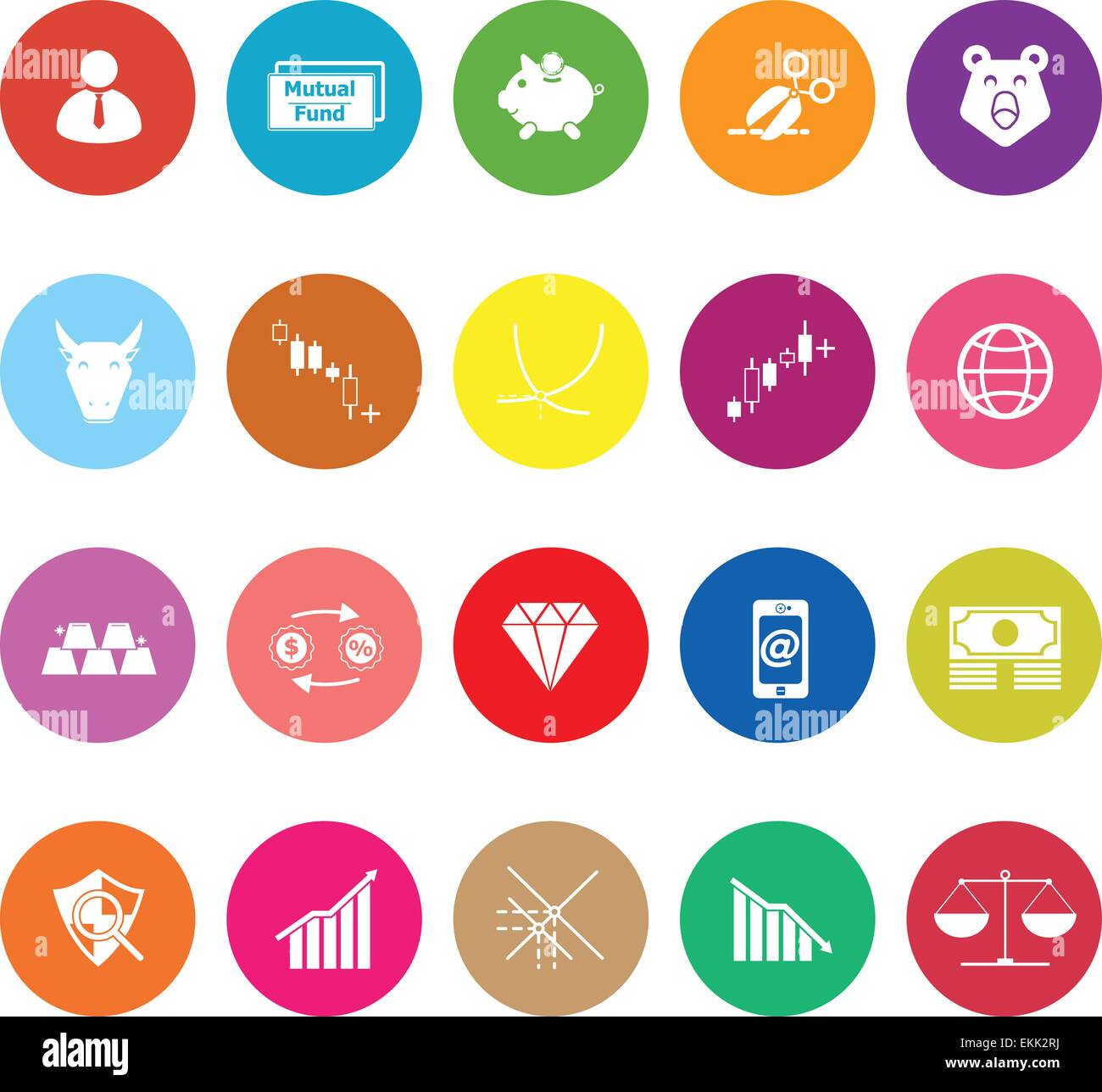 Stock market flat icons on white background, stock vector Stock Vector ...