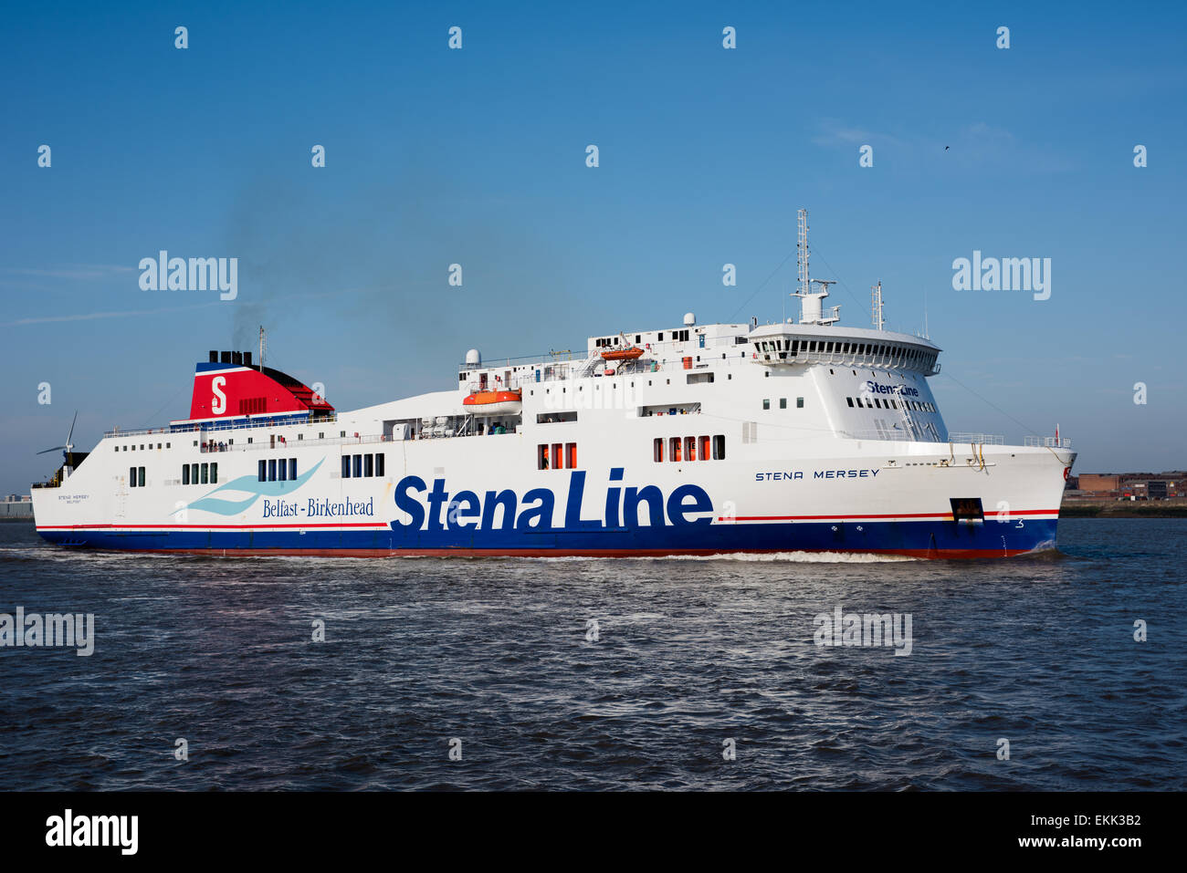 Stena Line, Belfast to Birkenhead ferry on the River Mersey Stock Photo