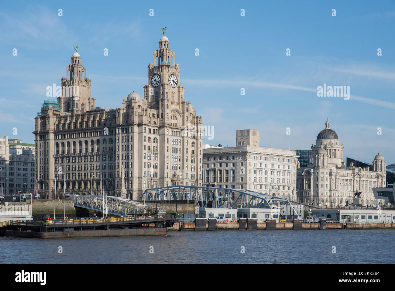 The Three Graces, Liverpool Waterfront Stock Photo