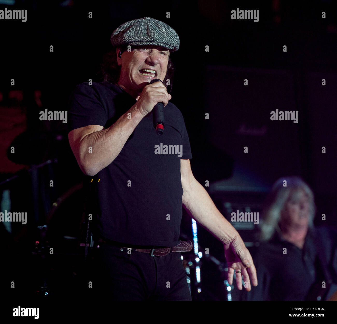 Indio, California, USA. 10th April, 2015. Singer BRIAN JOHNSON of the ...
