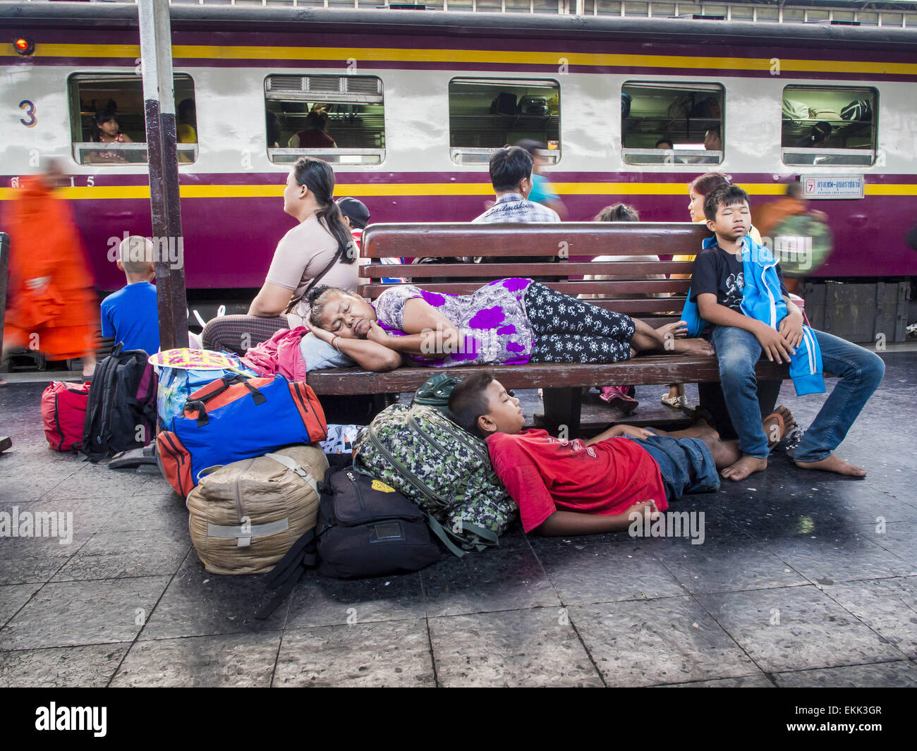 Passengers sleep on train in hi-res stock photography and images - Alamy