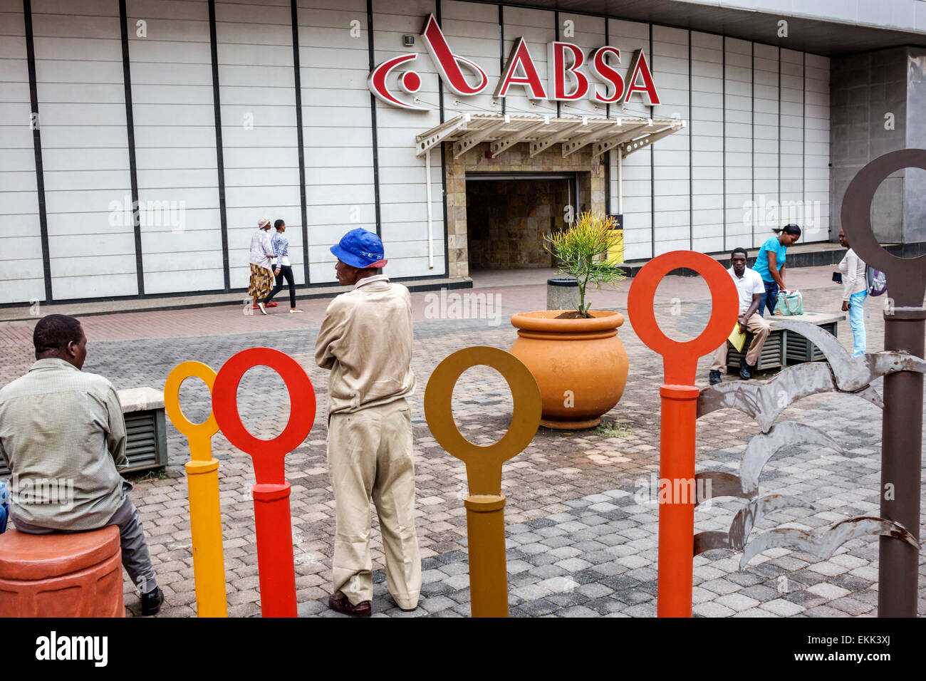 Johannesburg South Africa,Gandhi Square,Black man men male,art,sculpture,ABSA,SAfri150307010 Stock Photo