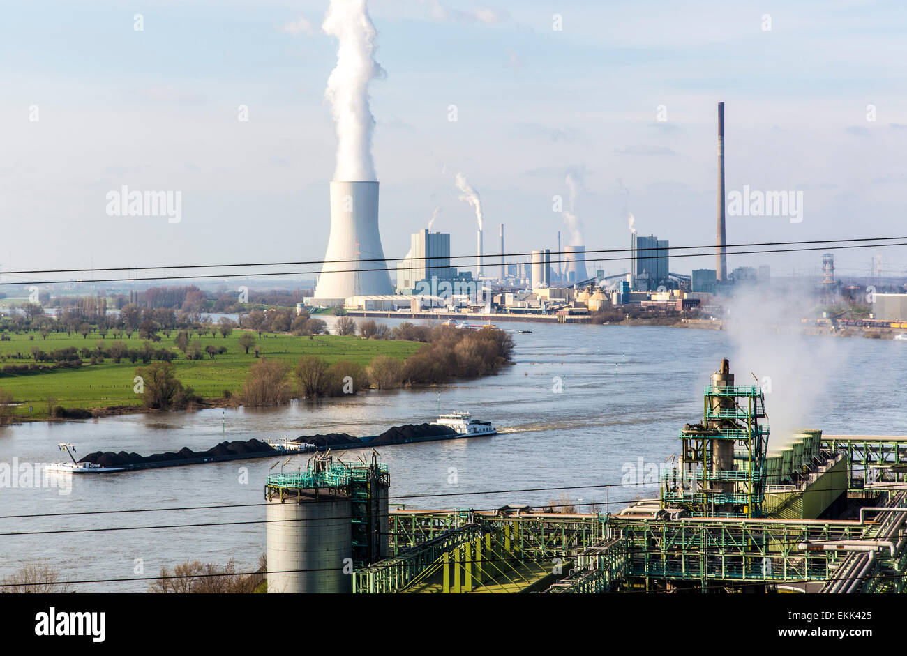 Europe's biggest steel production location, Thyssen-Krupp, Duisburg, steel works, coking plant, blast furnace, power plant, Rhin Stock Photo