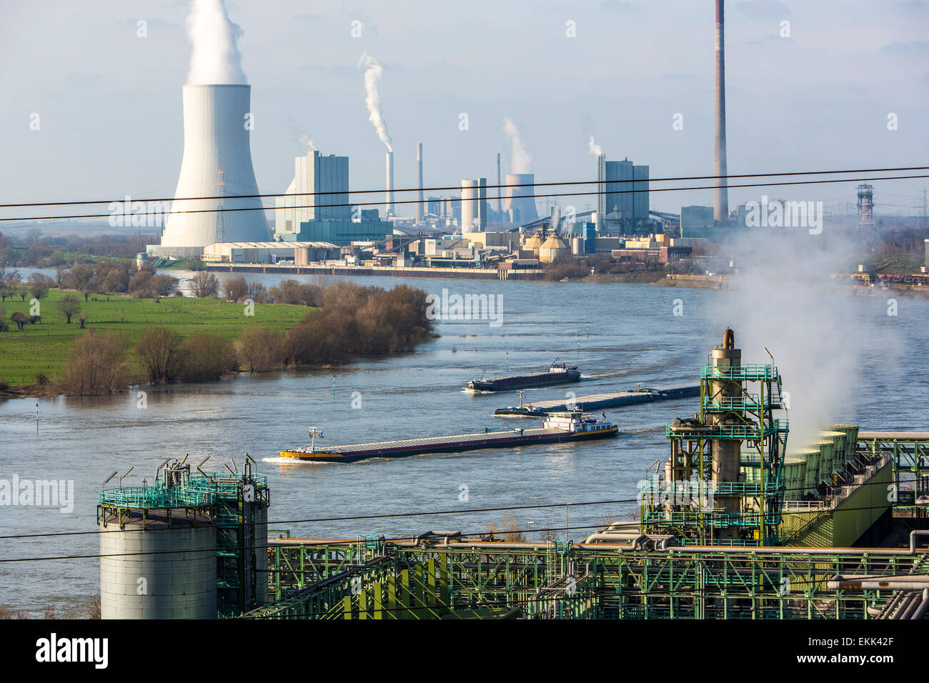 Europe's biggest steel production location, Thyssen-Krupp, Duisburg, steel works, coking plant, blast furnace, power plant, Rhin Stock Photo