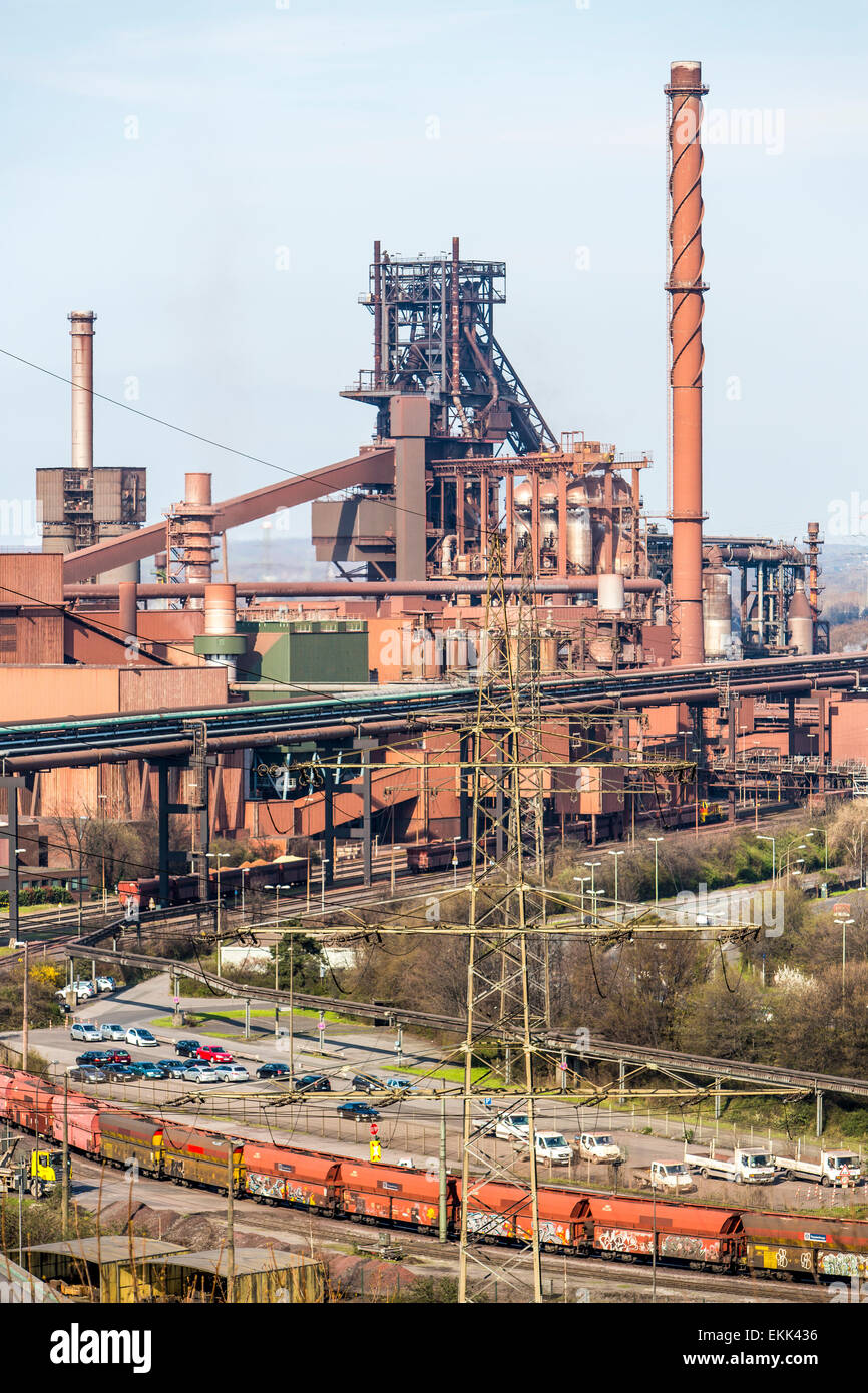 Thyssen-Krupp steel works in Duisburg blast furnace No. 8 and 9, 'Schwelgern,' Europe's biggest steel production location Stock Photo