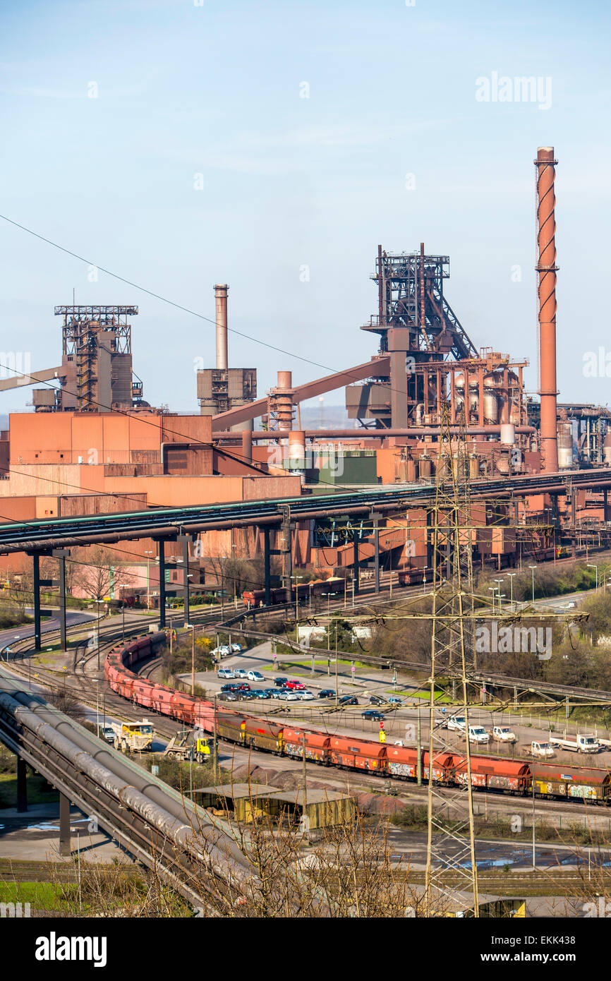 Thyssen-Krupp steel works in Duisburg blast furnace No. 8 and 9, 'Schwelgern,' Europe's biggest steel production location Stock Photo