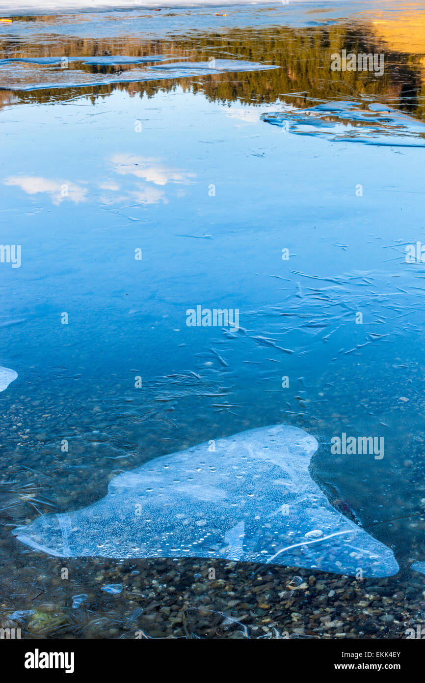 Floating ice on a lake Stock Photo