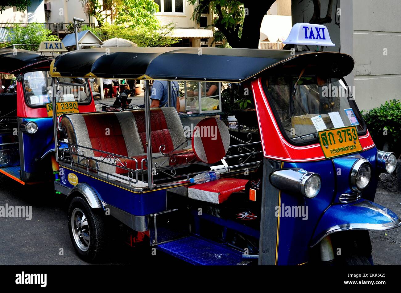 Bangkok, Thailand Tuktuk taxis waiting for fares in front of the