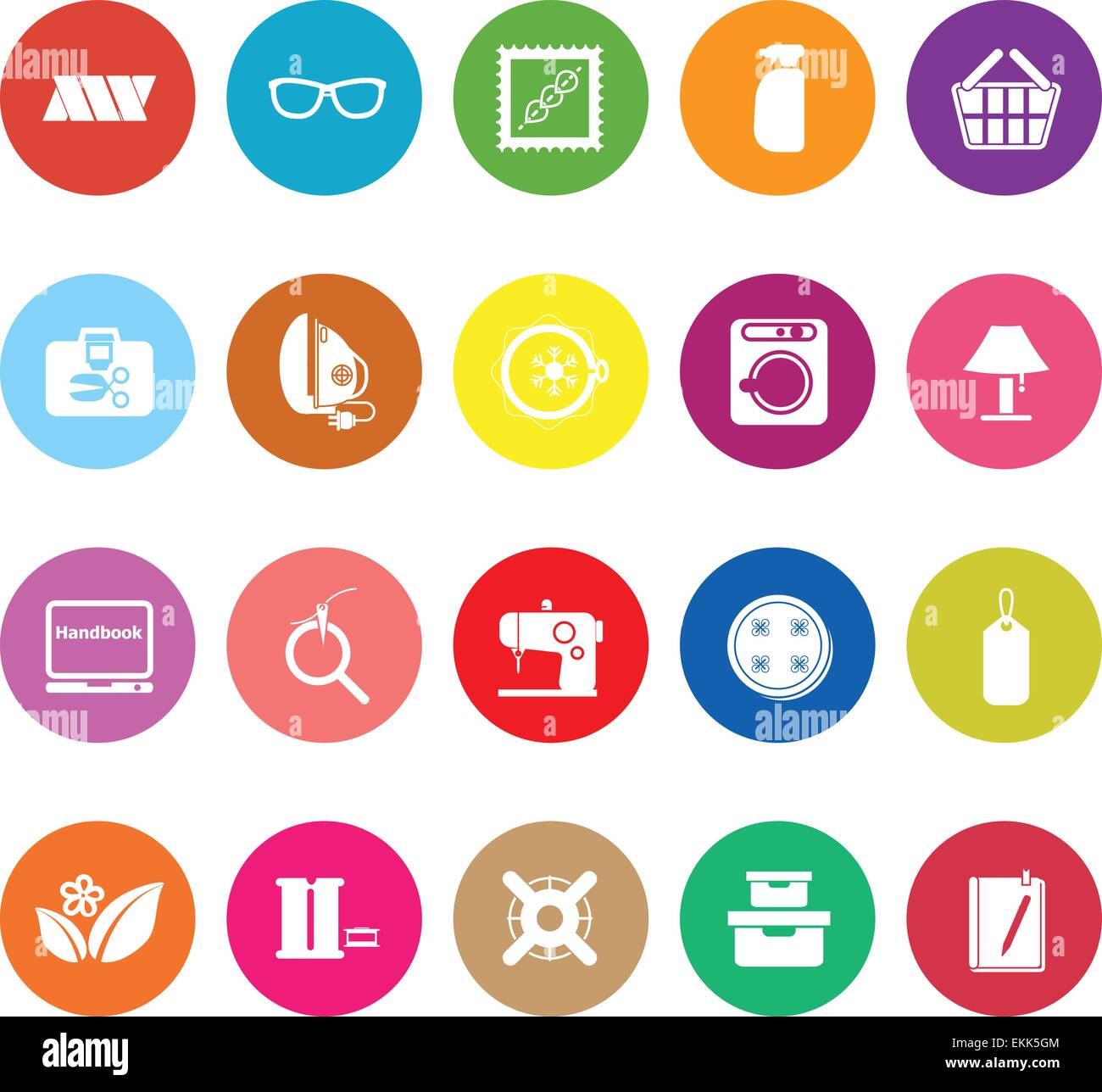 Sewing cloth related flat icons on white background, stock vector Stock ...