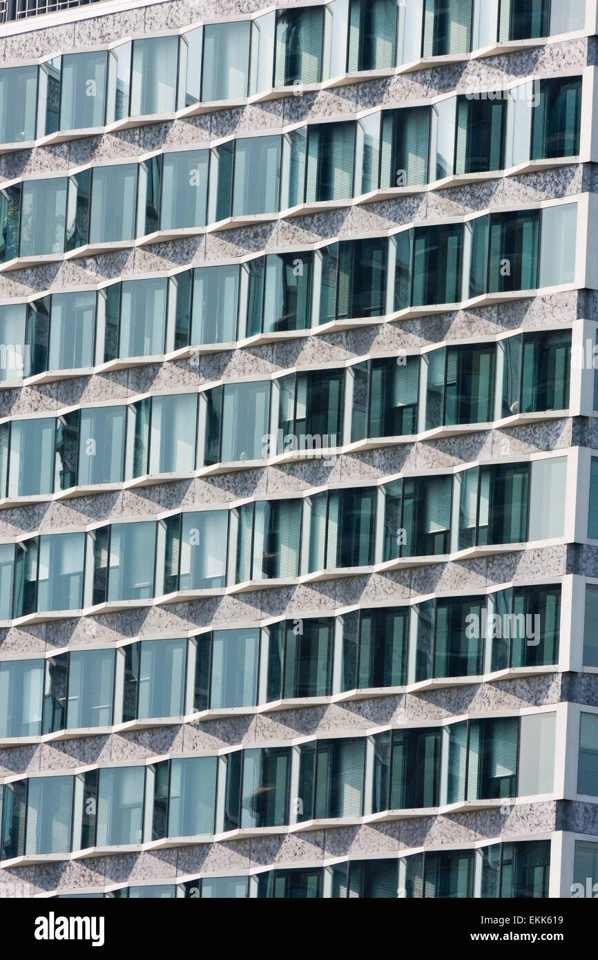 Building facade pattern of concrete and glass, seen in Paris France Stock Photo
