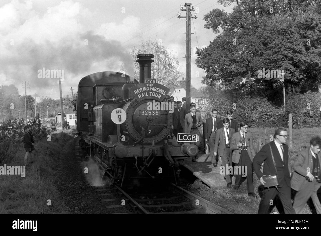 original steam locomotive number 32636 the oldest running british rail locomotive on the hayling island farewell tour Stock Photo
