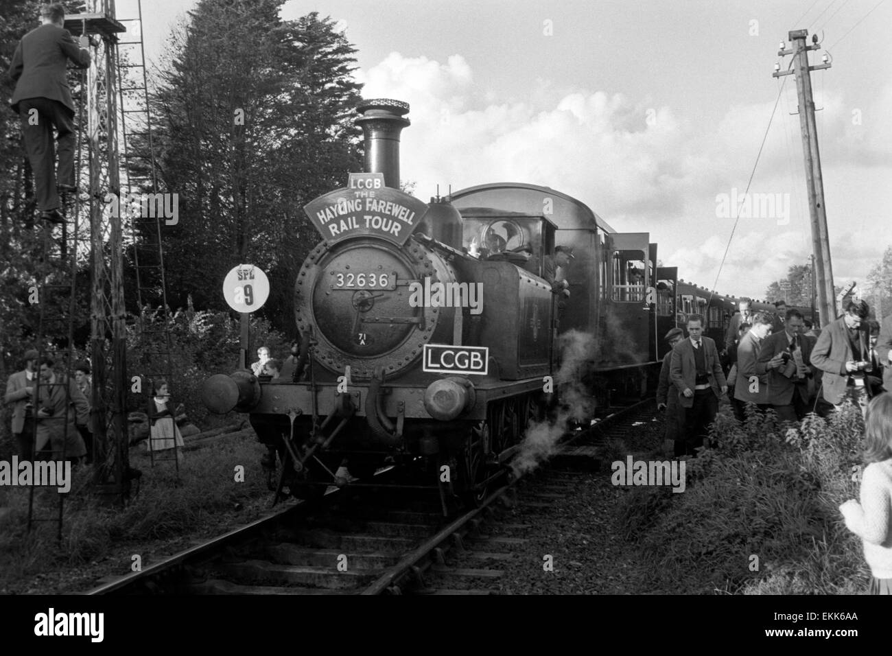 original steam locomotive number 32636 the oldest running british rail locomotive on the hayling island farewell tour Stock Photo