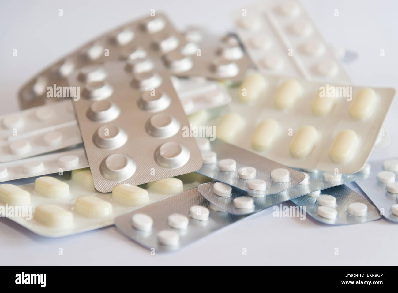 A pile of different medications in blister packs with selective focus Stock Photo Alamy
