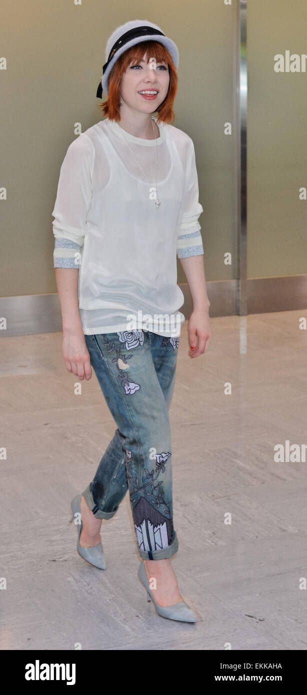 Carly Rae Jepsen, April 11, 2015, Tokyo, Japan : Singer Carly Rae Jepsen  arrives at Narita International Airport in Chiba-prefecture, Japan, on  April 11, 2015. Credit: AFLO/Alamy Live News Stock Photo - Alamy