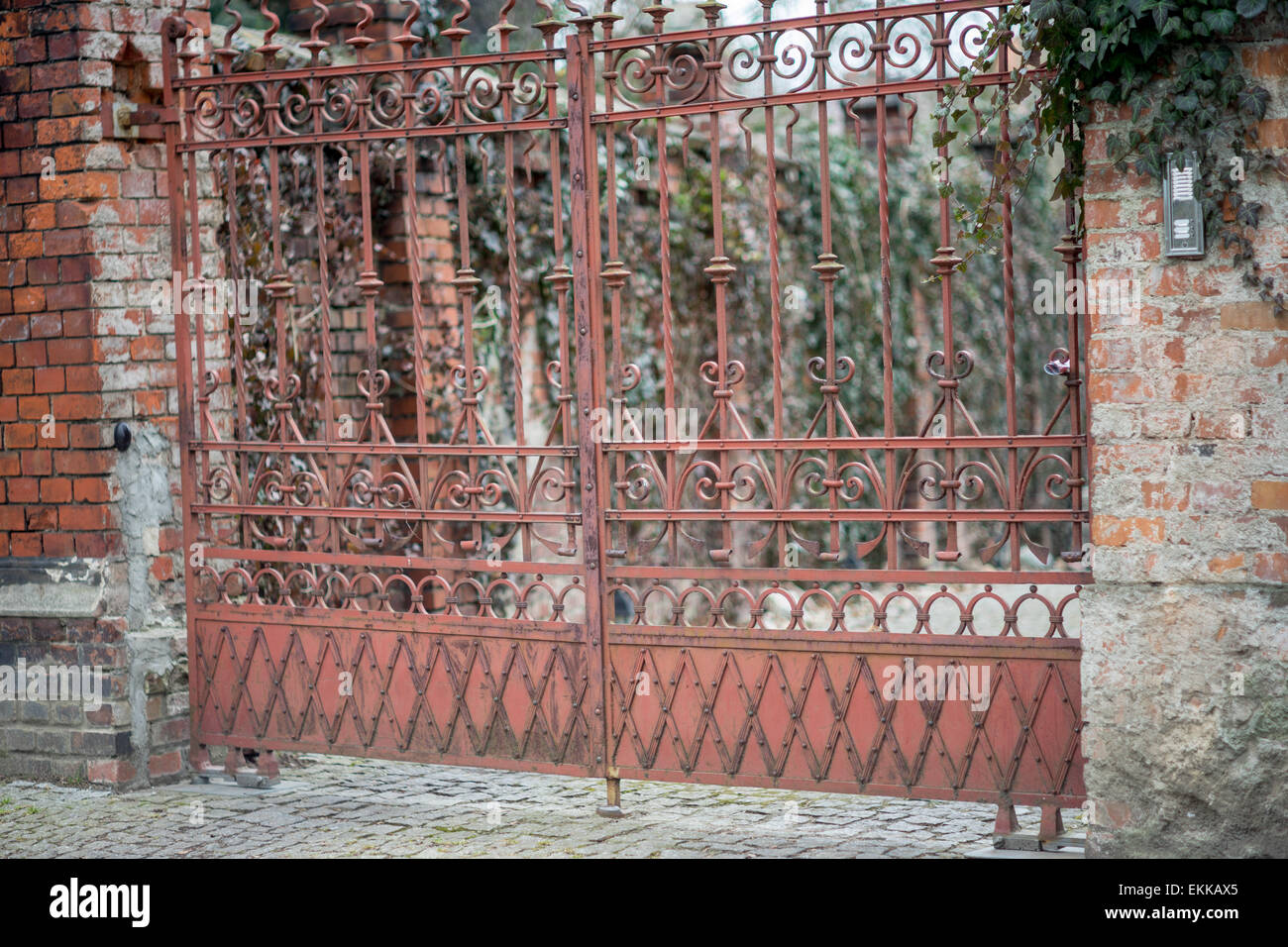 Old ornamented iron gate Stock Photo