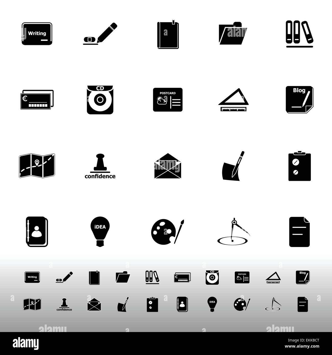 Writing related icons on white background, stock vector Stock Vector ...