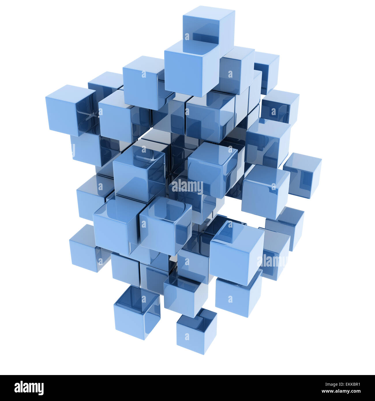 blue metallic cubes on white background Stock Photo - Alamy