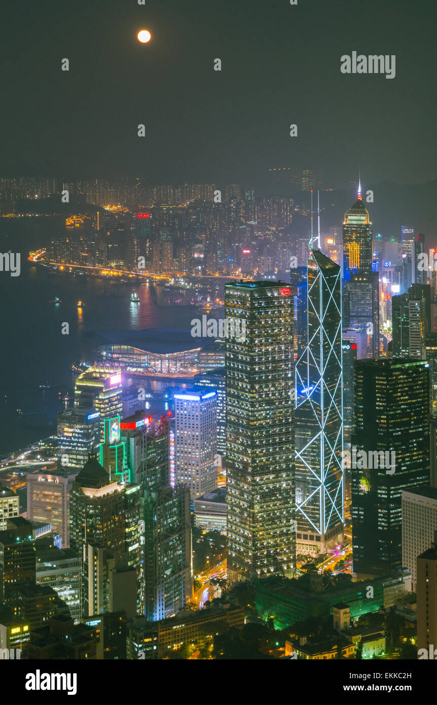 View of Hong Kong Victoria Harbour skyline from the peak Stock Photo ...