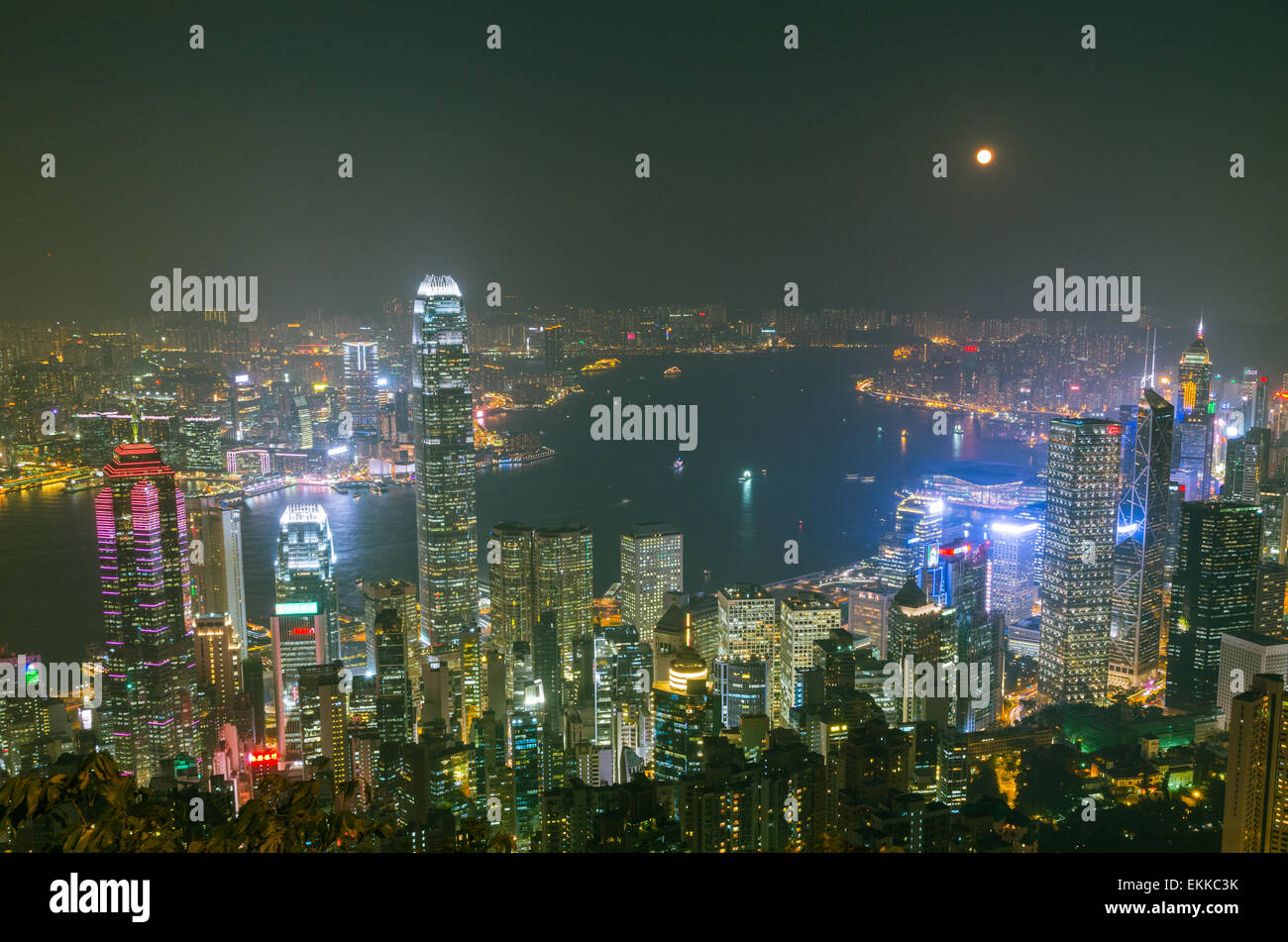 View of Hong Kong Victoria Harbour skyline from the peak Stock Photo ...