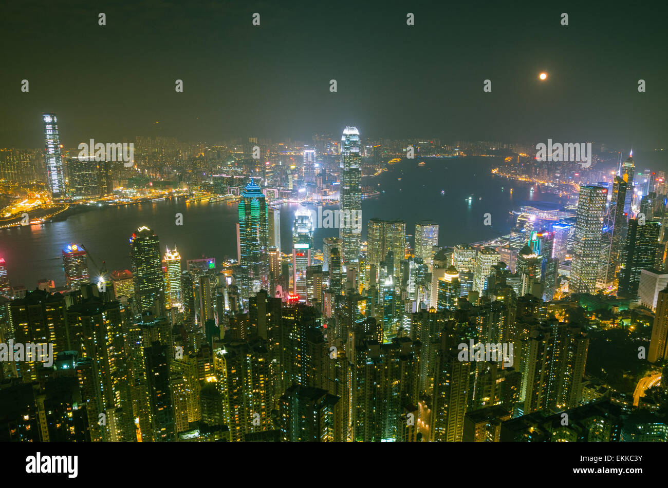 View of Hong Kong Victoria Harbour skyline from the peak Stock Photo ...