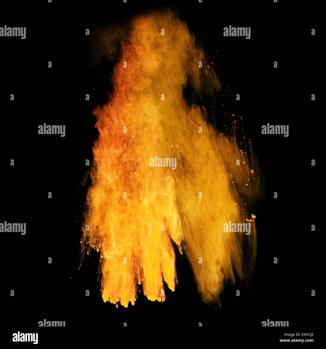 Launched colorful powder, isolated on black background Stock Photo - Alamy