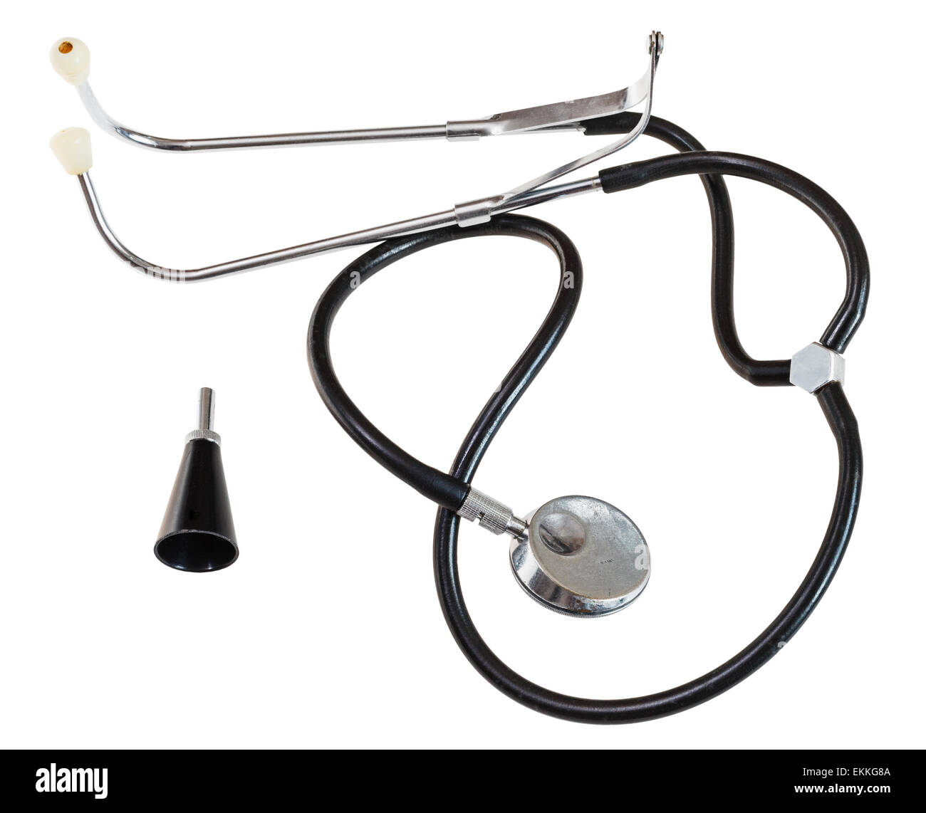 used modern stethoscope isolated on white background Stock Photo