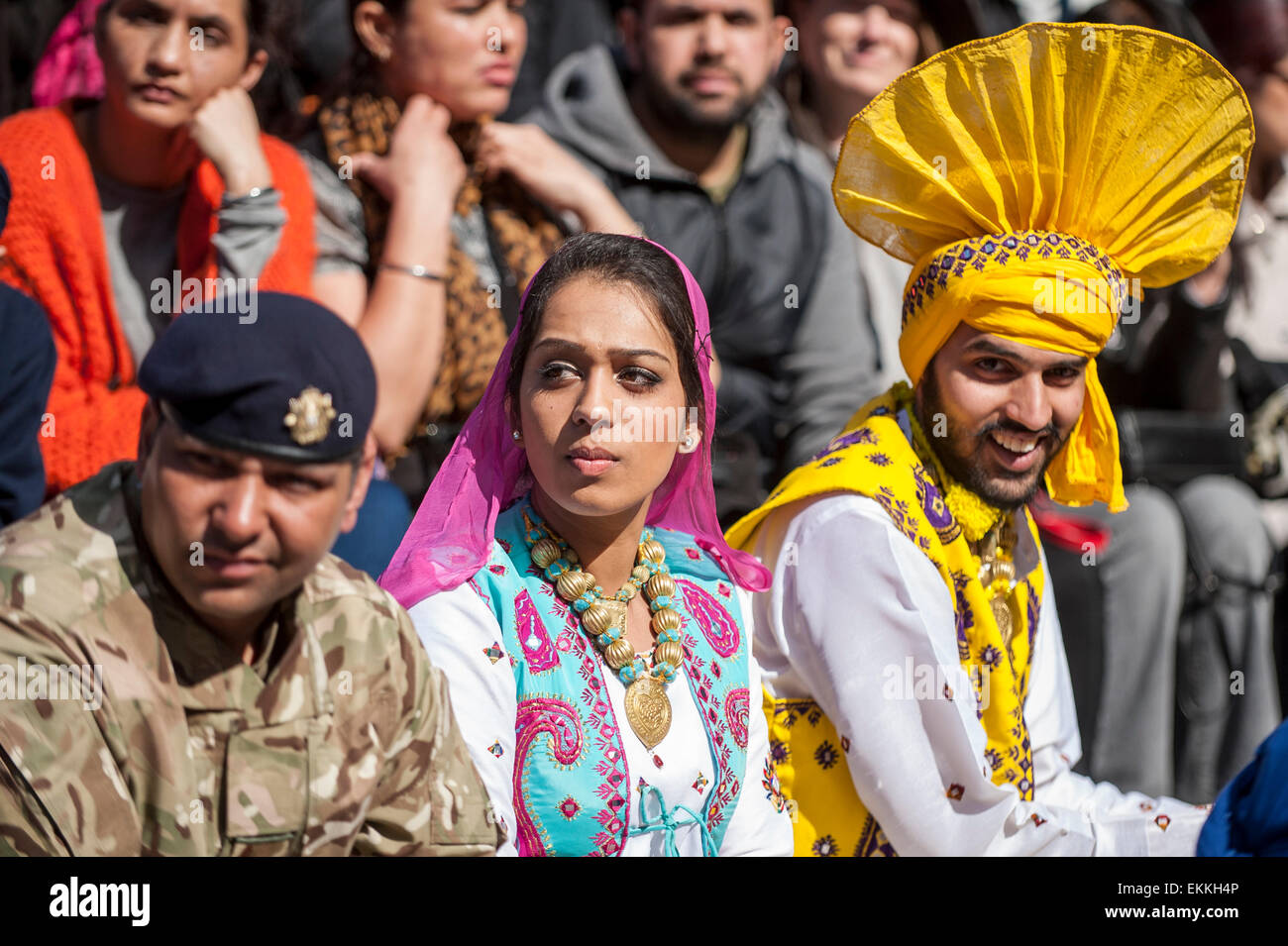 London, UK.  11 April 2015.  Large crowds visit City Hall to celebrate Vaisakhi. The event, organised by the Mayor of London, features music and traditional dance, turban tying, food, children's activities, films, talks and an exhibition.  Being the most important day in the Sikh calendar, Vaisakhi commemorates the beginning of Sikhism as a collective faith, and is celebrated by more than 126,000 Sikhs who live in the Capital, as well as 20 million people worldwide. Credit:  Stephen Chung / Alamy Live News Stock Photo