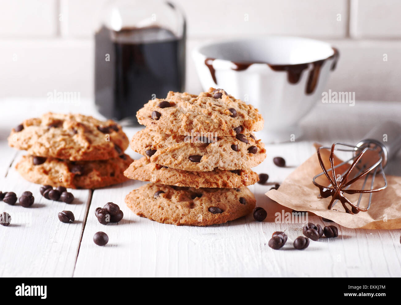 chocolate cookies with ingredients around Stock Photo Alamy