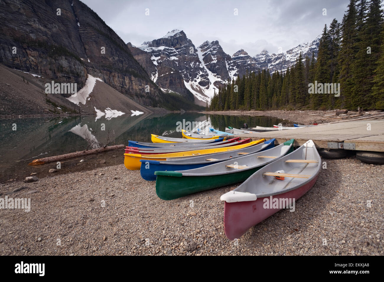 Moraine lake. The valley of the ten peaks. Rental canoe. Canadian rocky