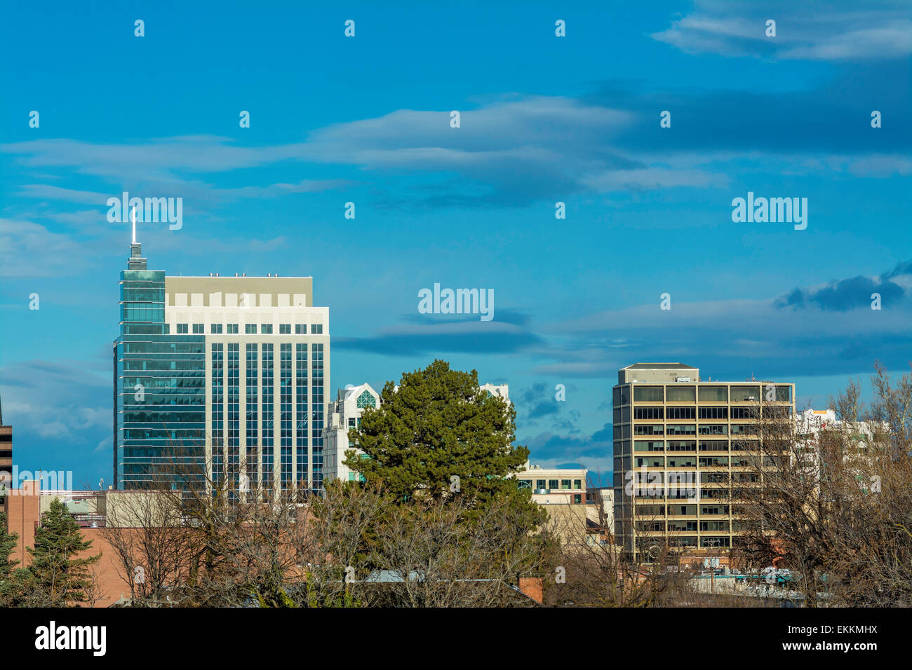 Two tall buildings in the Boise Idaho skyline Stock Photo Alamy