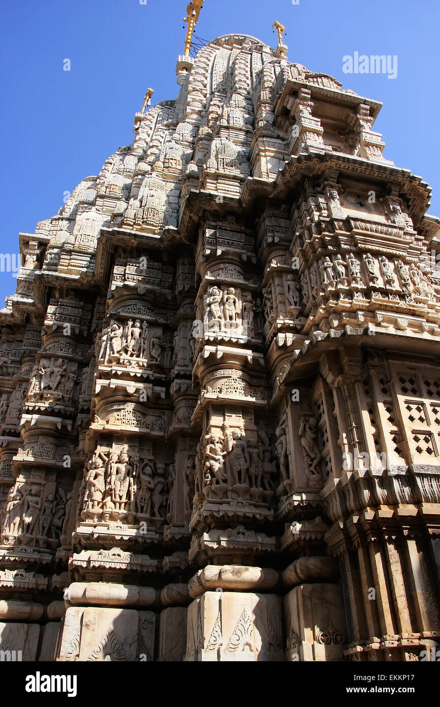 Decorative carving, Jagdish temple, Udaipur, Rajasthan, India Stock Photo