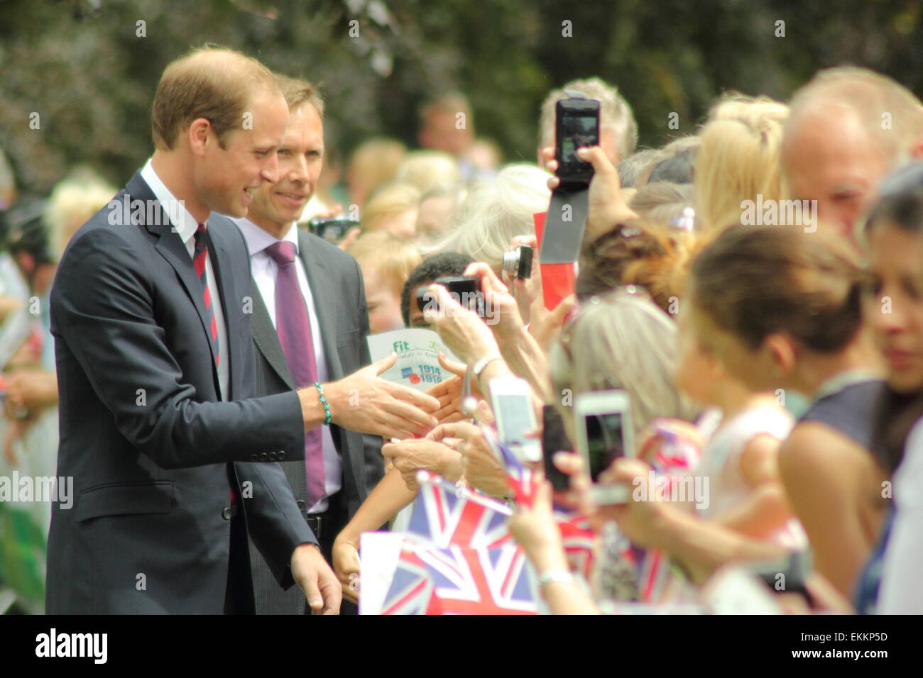 Prince William is photographed by well-wishers at the War Memorial Park, Coventry, UK - July 2014. Stock Photo