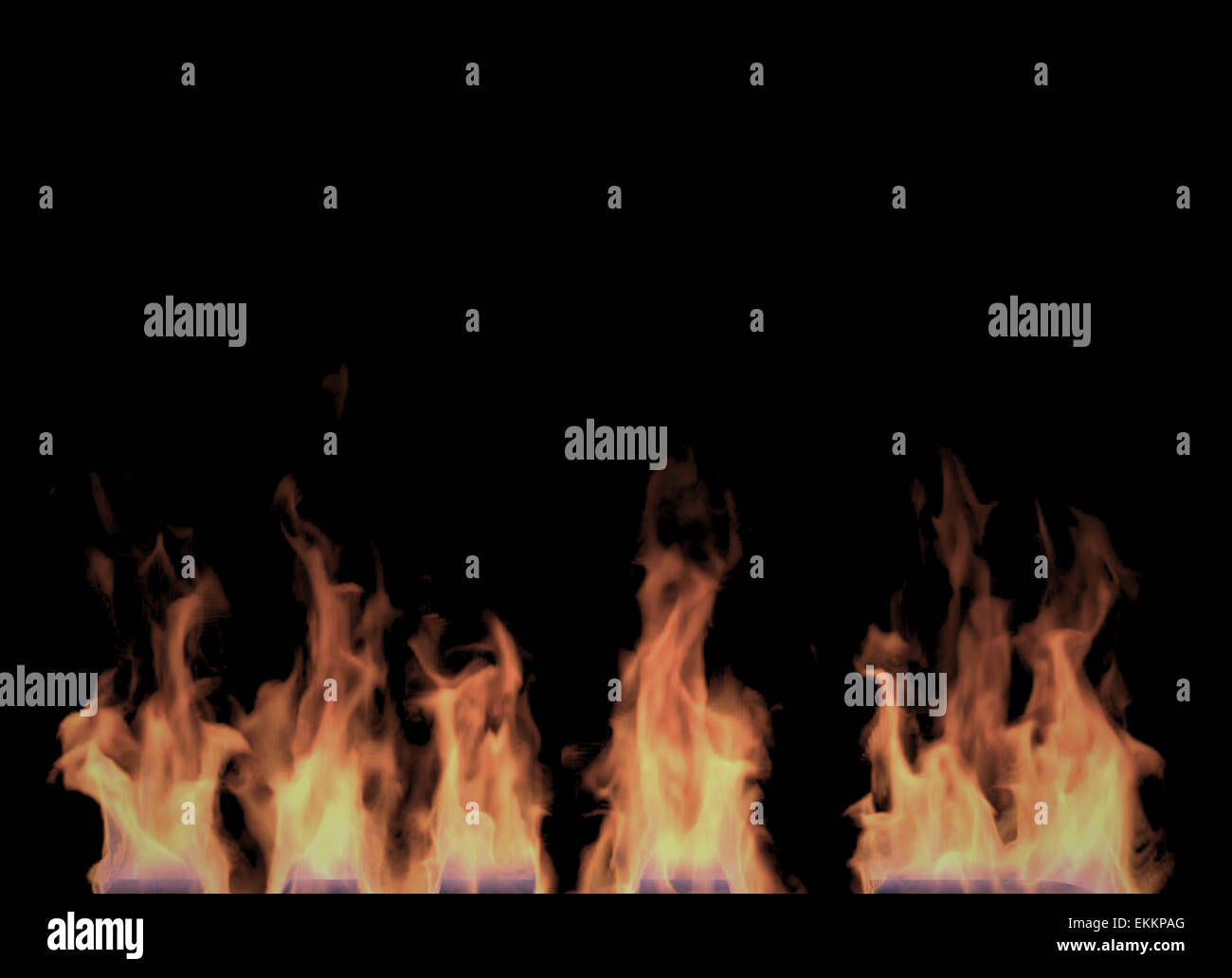 Fire flames on Black Background (Rendering in the Three-dimensional ...