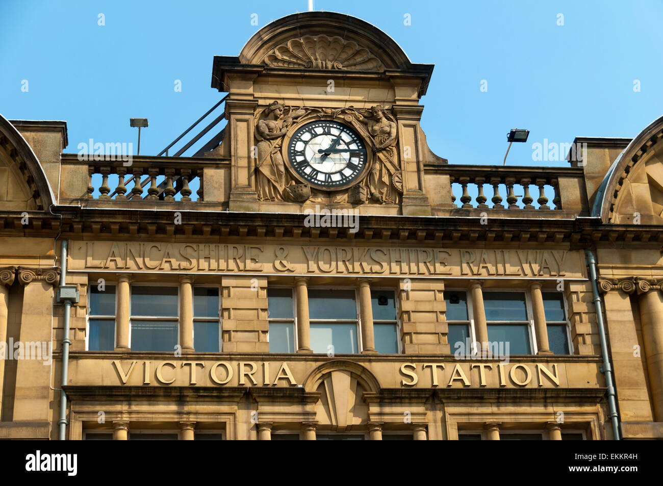 The clock at Victoria Station, Manchester, England, UK Stock Photo