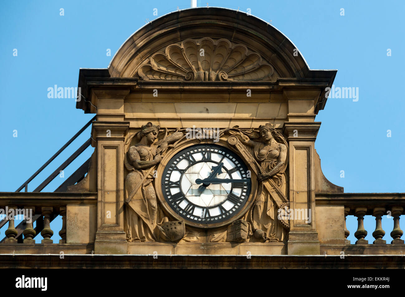 The clock at Victoria Station, Manchester, England, UK Stock Photo