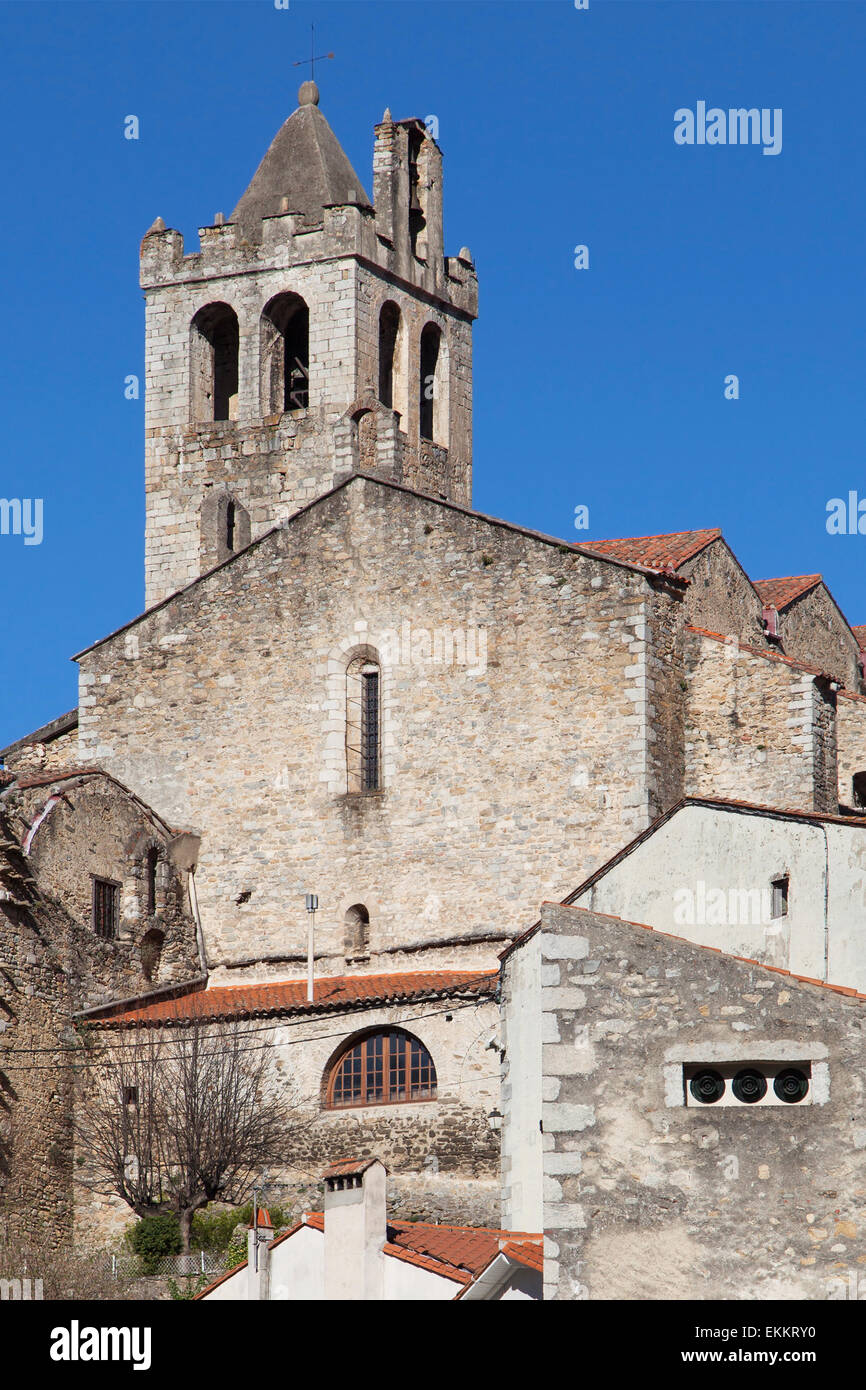 Church of Saint-Juste-et-Sainte-Ruffine in Prats de Mollo, Languedoc-Roussillon, France. Stock Photo