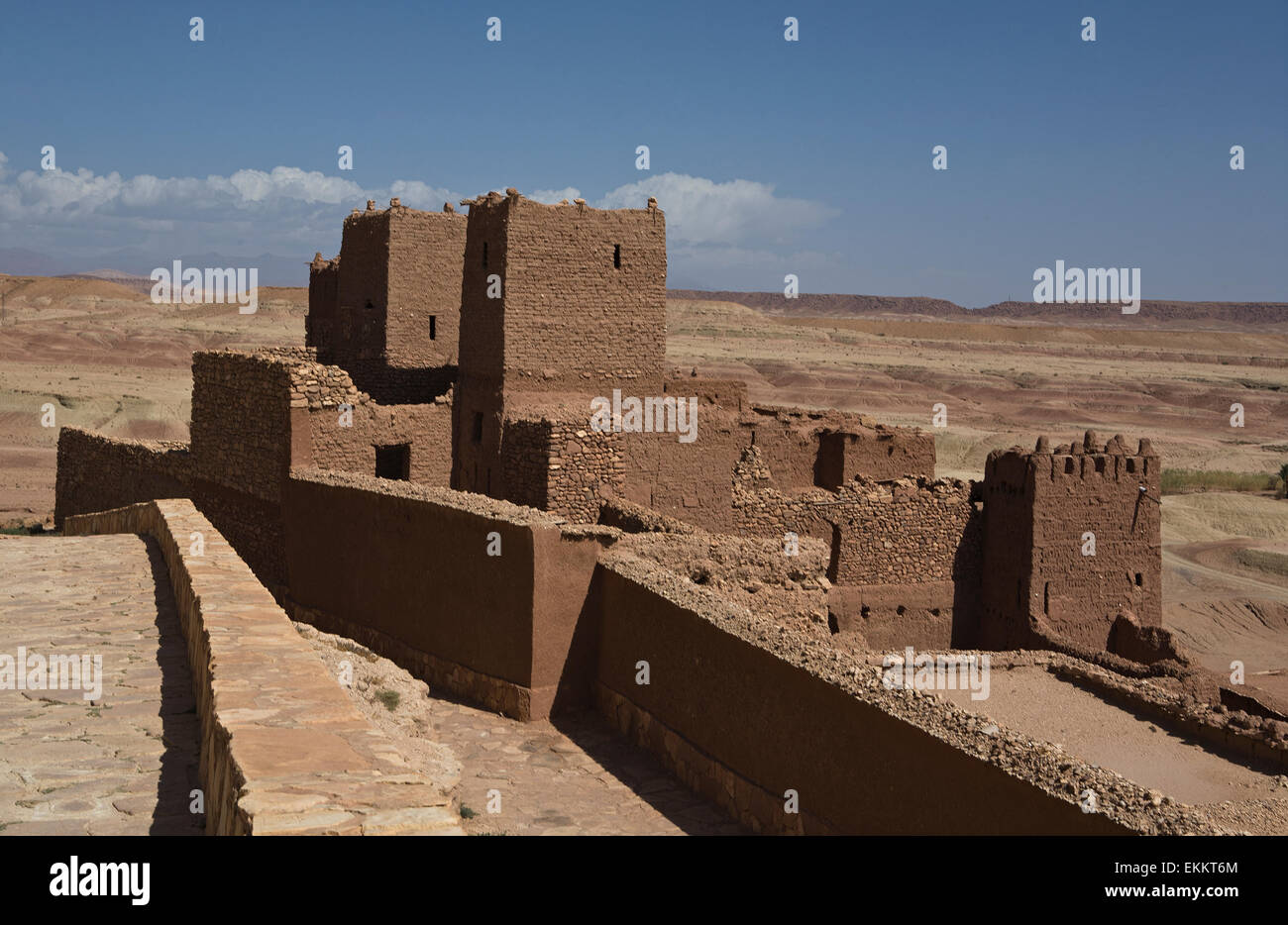 A view of the tall buildings made from clay in Ait Benhaddou Stock Photo