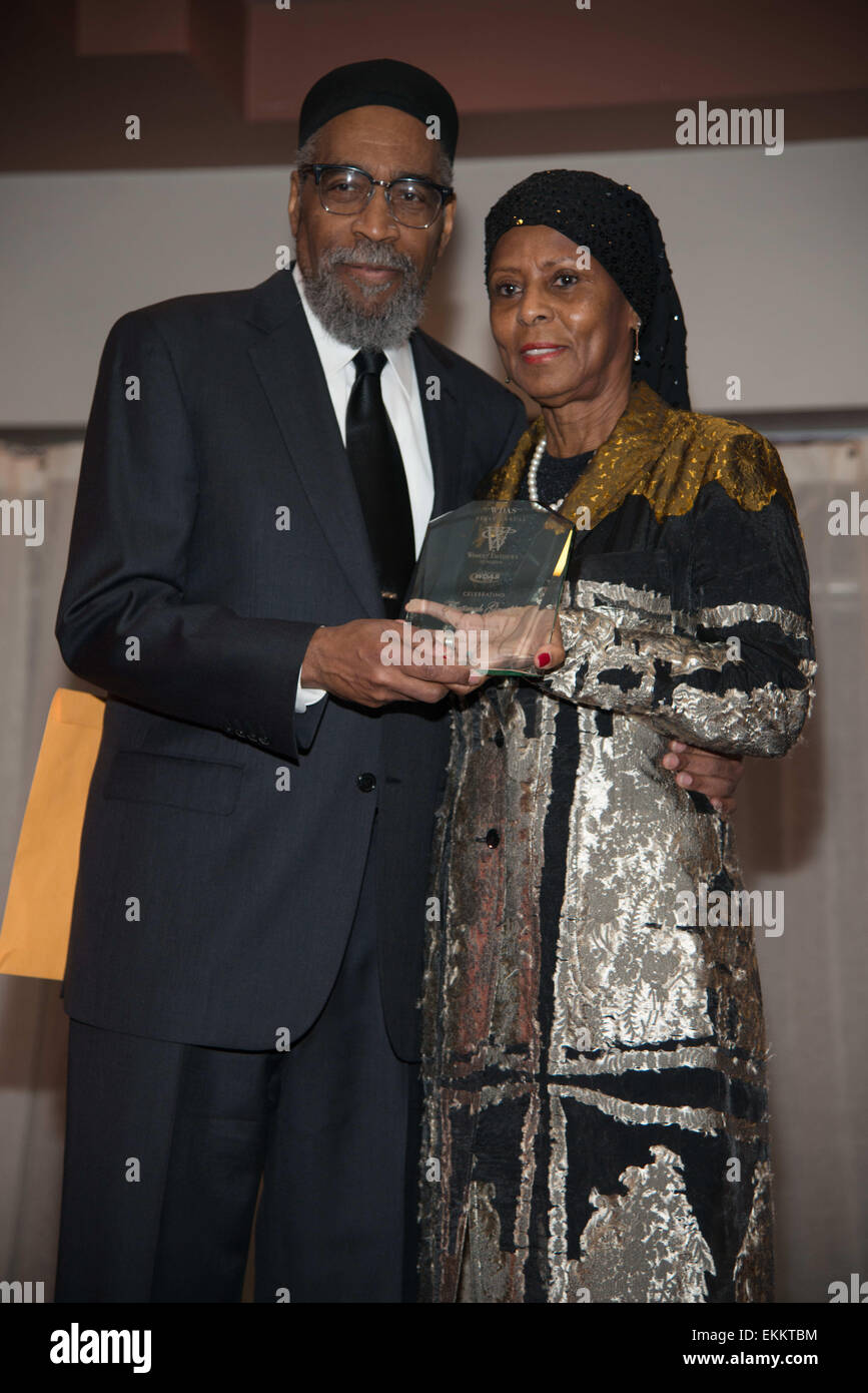 Washington, District Of Columbia, USA. 11th Apr, 2015. Legendary music producer and writer, KENNY GAMBLE, and wife and honoree, FAATIMAH GAMBLE, at the 105.3 WDAS FM's Women of Excellence Luncheon presented by Gwynedd Mercy University. Credit:  Ricky Fitchett/ZUMA Wire/Alamy Live News Stock Photo