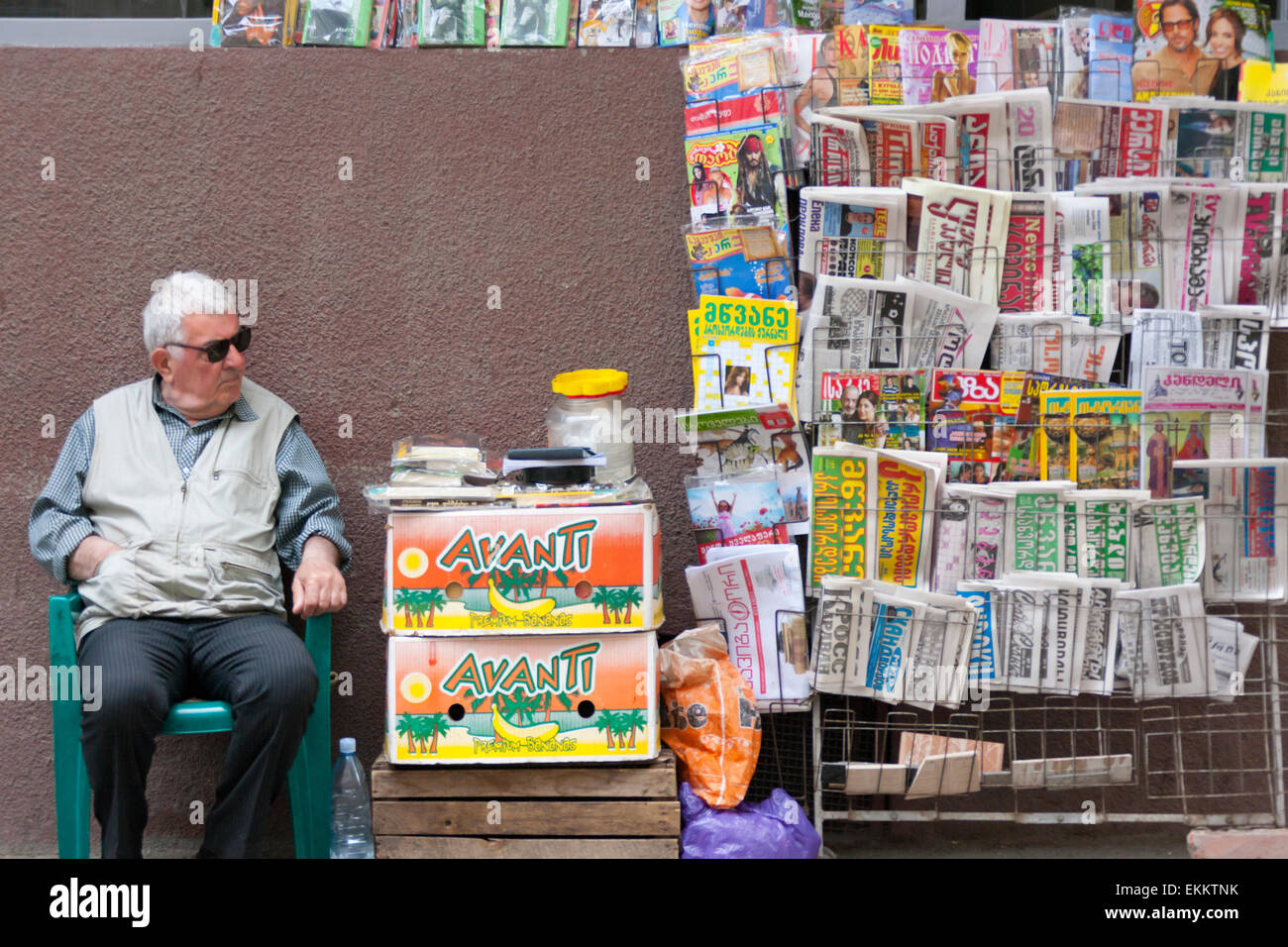 Selling magazines and newspapers, Tbilisi, Georgia Stock Photo