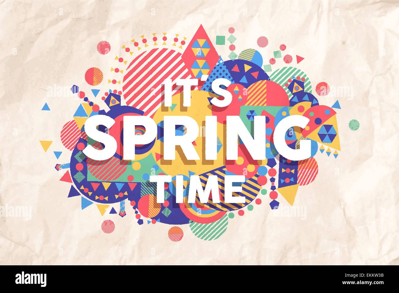 Spring time colorful typography illustration. Inspiring motivation quote background ideal for greeting card and marketing design Stock Vector