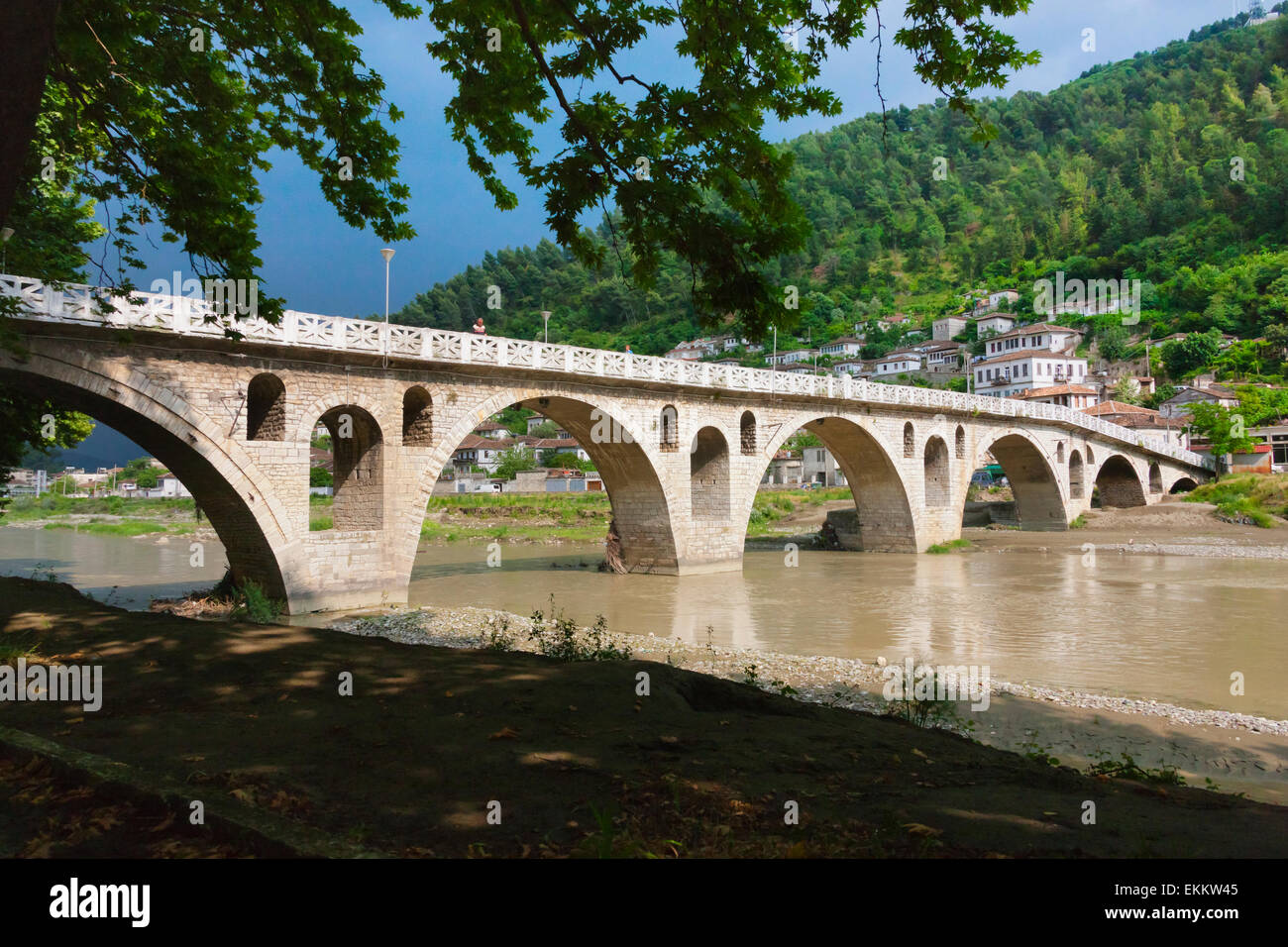 Stone Bridge Over River Osum Berat UNESCO World Heritage Site Stone Bridge Over River Osum Berat UNESCO World Heritage Site