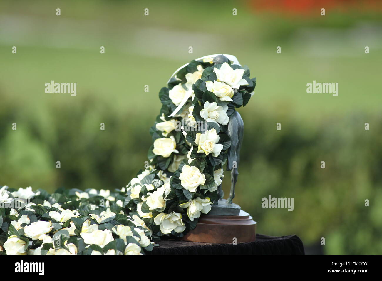 Hot Springs, Arkansas, USA. 11th Apr, 2015. The Arkansas Derby trophy at Oaklawn Park in Hot Springs, AR. Justin Manning/ESW/CSM/Alamy Live News Stock Photo