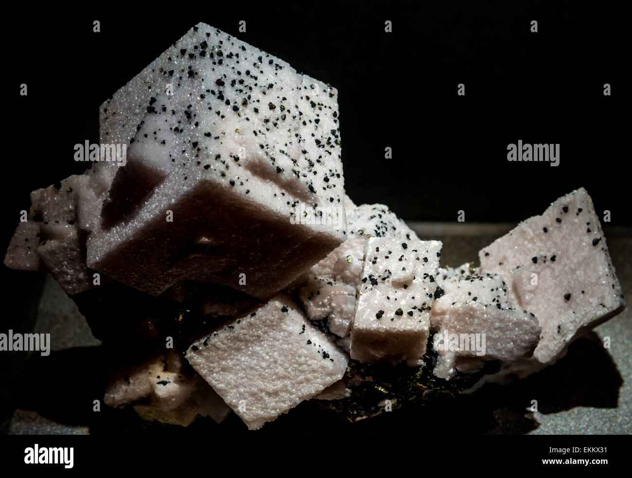 White crystals of mineral Dolomite, calcium magnesium carbonate. Stock Photo