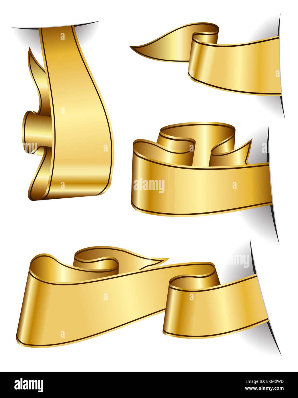 Gold ribbon collection Stock Photo - Alamy