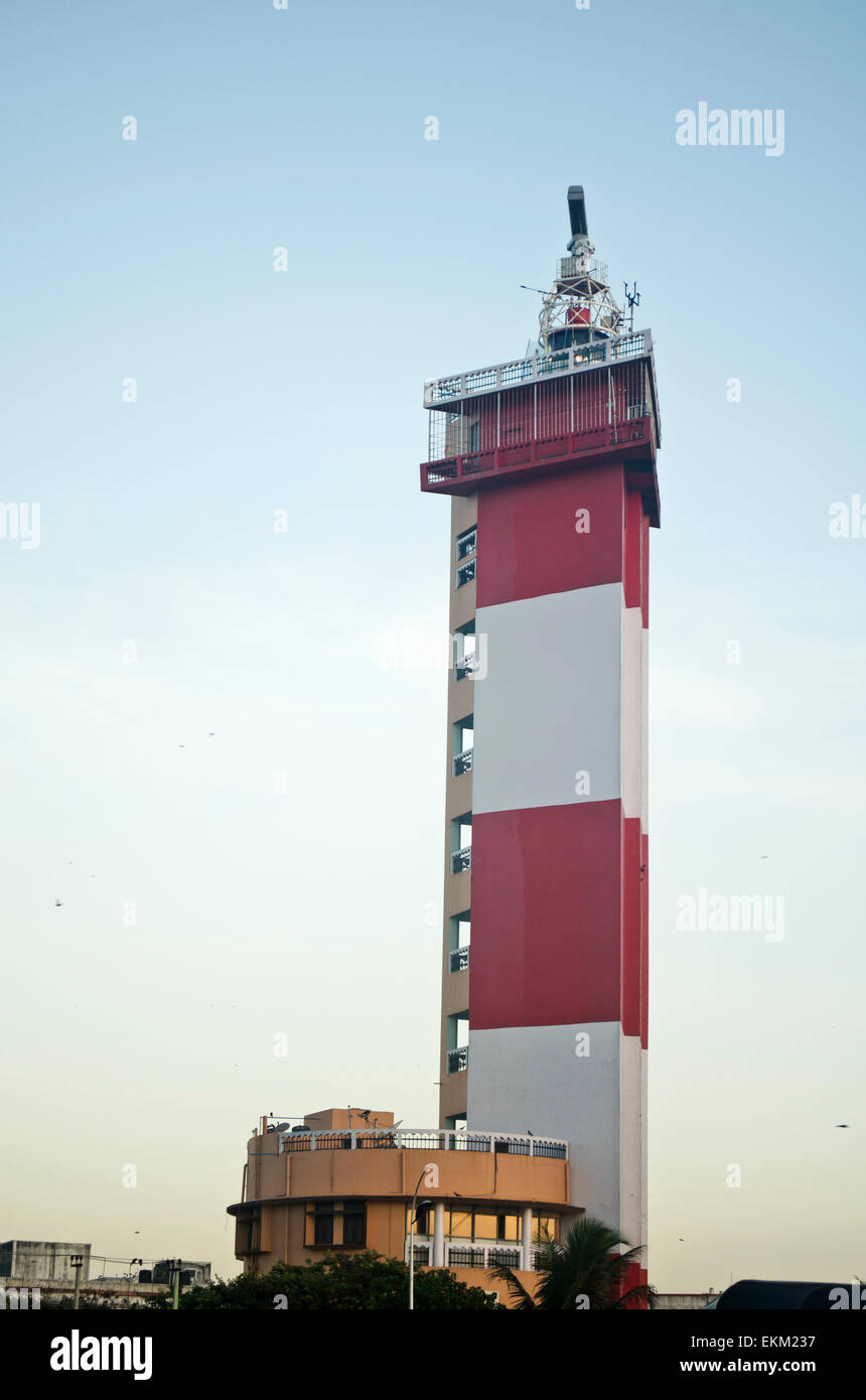 View of lighthouse at Marina beach,Chennai,Tamil Nadu,India Stock Photo