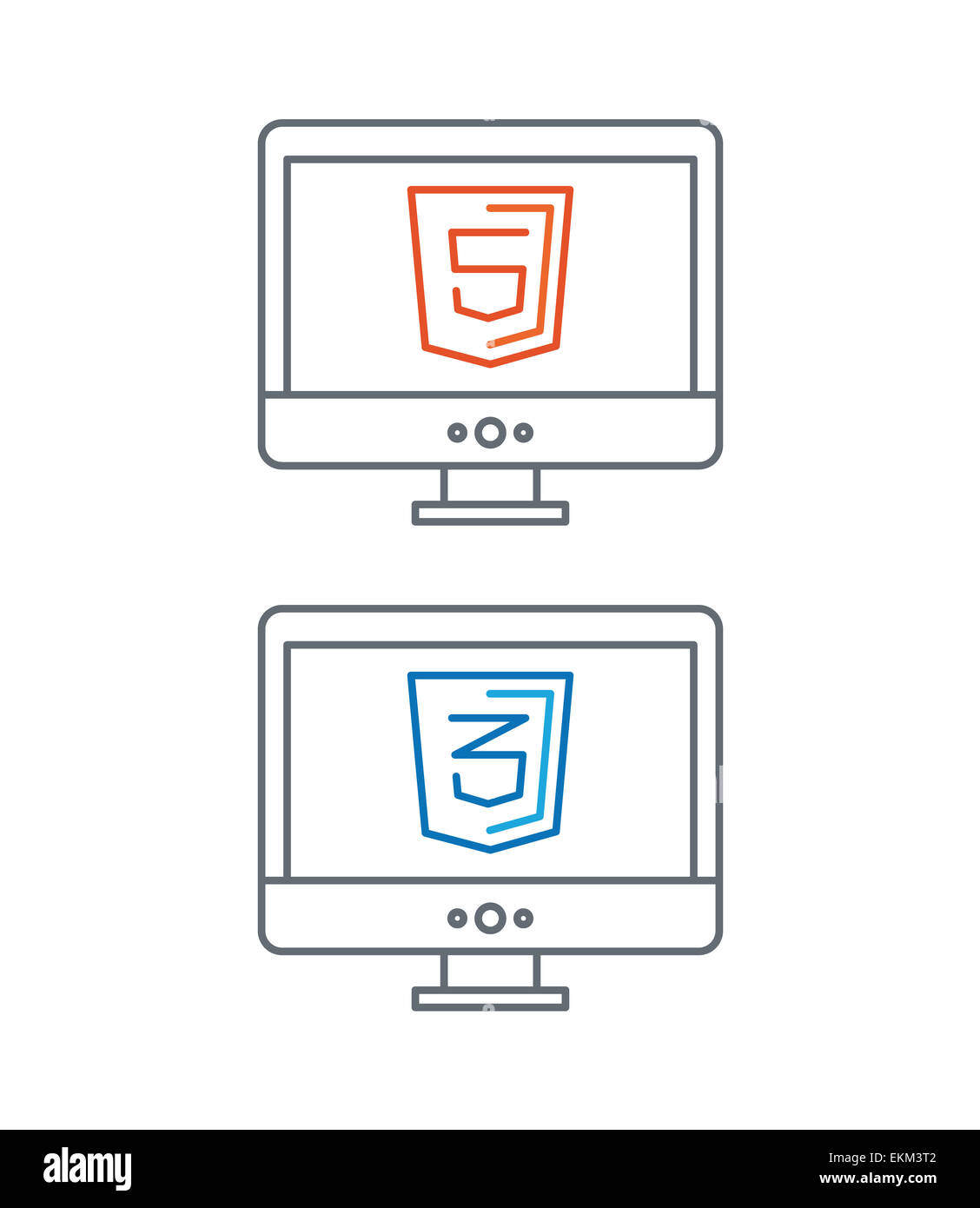 simple line illustration of web development icons, html and css ...