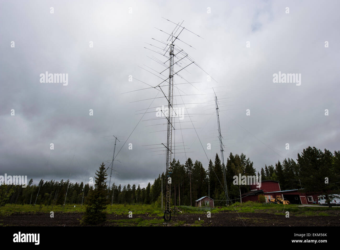 Amateur Radio installation in Robertsfors, Western Bothnia, Northern Sweden Stock Photo