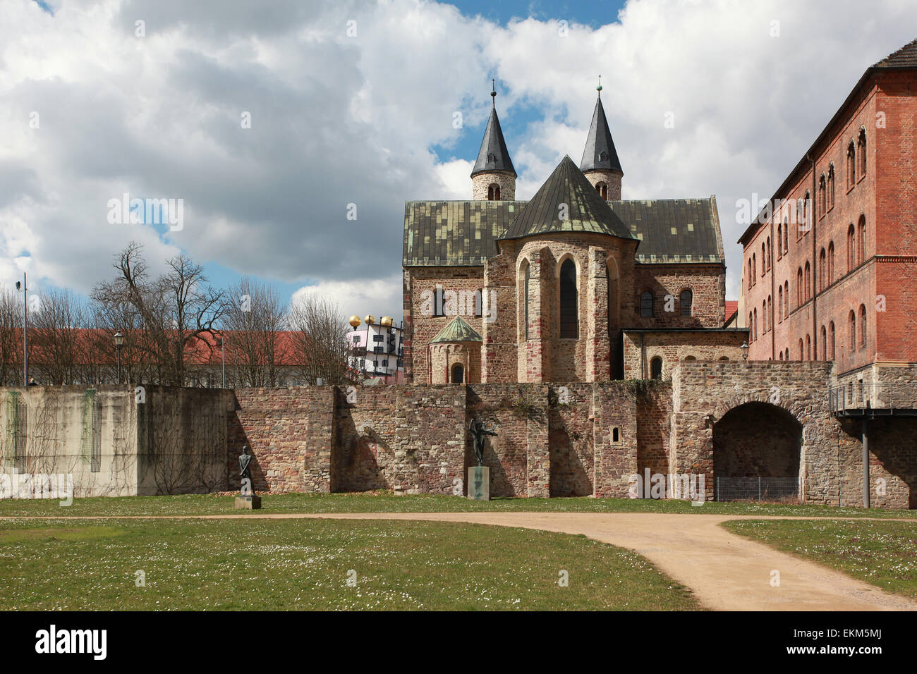 View on the Monastery of Our Lady, which hosts the Art Museum and the Georg Philipp Telemann concert hall. Magdeburg, Germany. Stock Photo