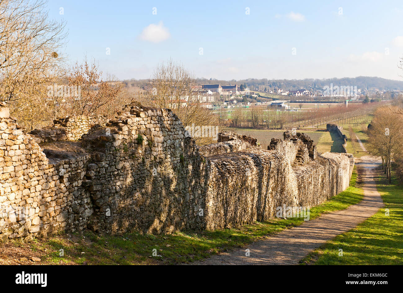 Ruins of medieval ramparts (circa XII c.) in Provins town, France ...
