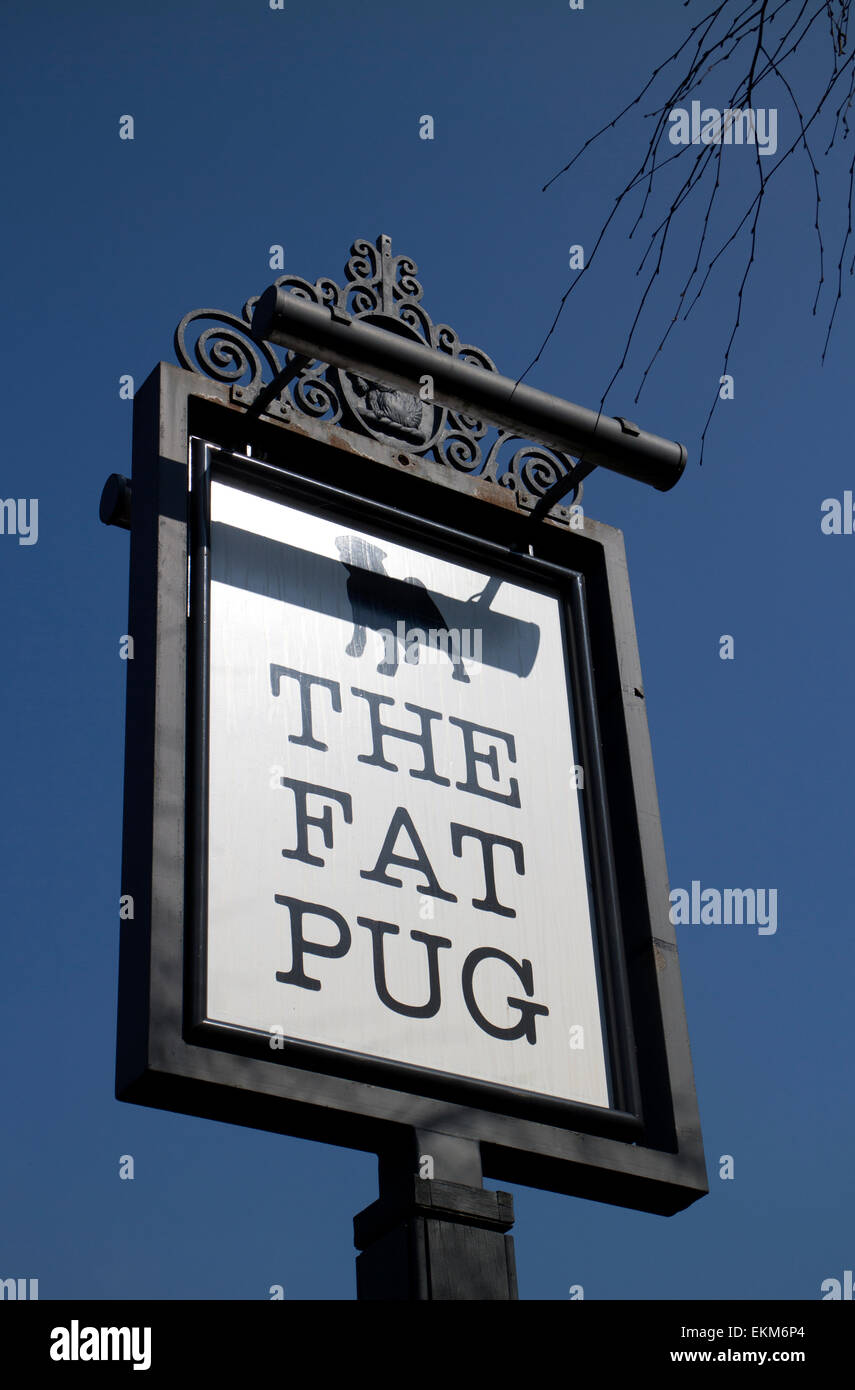 The Fat Pug pub sign, New Milverton, Leamington Spa, Warwickshire, UK